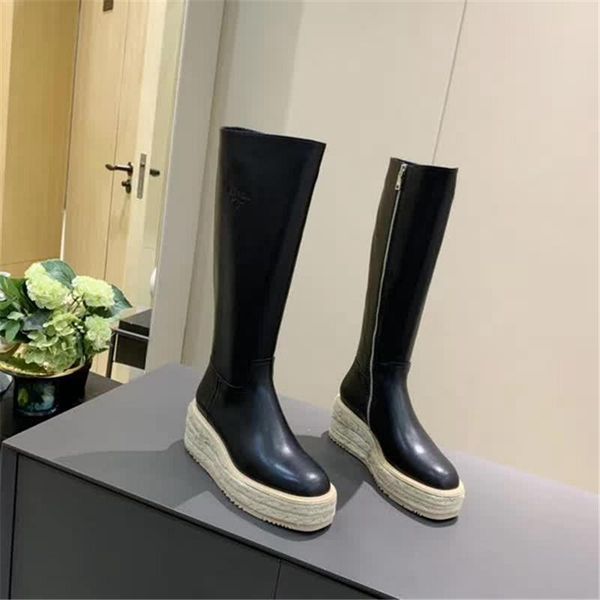 women rope woven shoes zip knee boots thick bottom solid color fashion genuine leather shoes keep warm in autumn winter, Black
women rope woven shoes zip knee boots thick bottom solid color fashion genuine leather shoes keep warm in autumn winter, Black