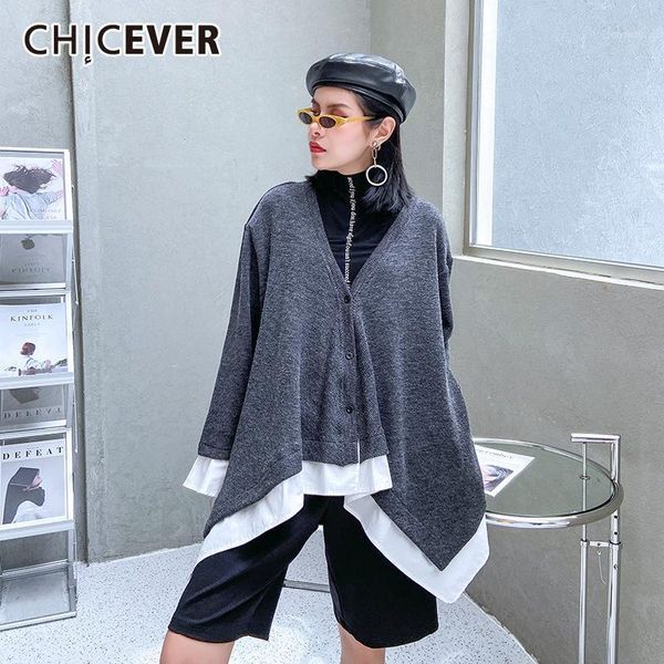 chicever patchwork cardigans for women casual v neck loose flare long sleeve knitted asymmetrical hem sweaters female 2020 style1, White
chicever patchwork cardigans for women casual v neck loose flare long sleeve knitted asymmetrical hem sweaters female 2020 style1, White