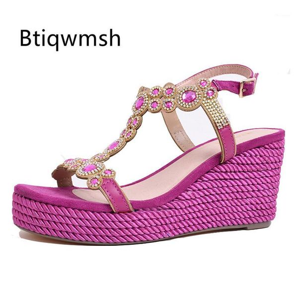 pink straw weave wedges sandals women open toe rhinestone diamond t-strap platform high heel shoes woman party shoes1, Black
pink straw weave wedges sandals women open toe rhinestone diamond t-strap platform high heel shoes woman party shoes1, Black