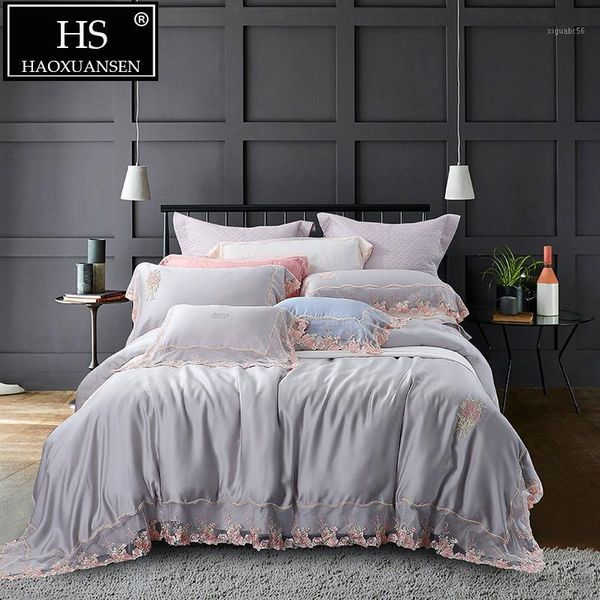 high-density grey 100% tencel lyocell lace 4 piece bedding sets super soft breathable princess duvet cover set king size1
high-density grey 100% tencel lyocell lace 4 piece bedding sets super soft breathable princess duvet cover set king size1