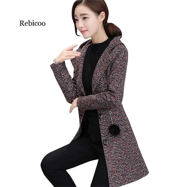 autumn and winter new fashion striped single-breasted hooded long coat female body slimming woolen coatx1020, Black
autumn and winter new fashion striped single-breasted hooded long coat female body slimming woolen coatx1020, Black