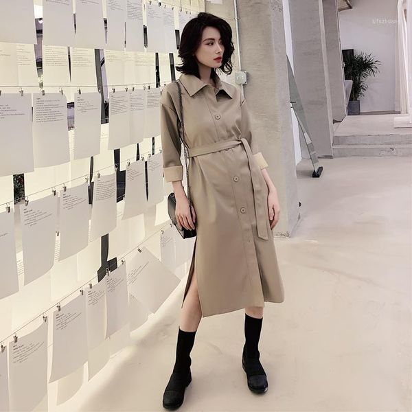 women long leather jacket 2019 new spring loose belt pu leather windbreaker trench coat slim autumn jacket1, Black
women long leather jacket 2019 new spring loose belt pu leather windbreaker trench coat slim autumn jacket1, Black