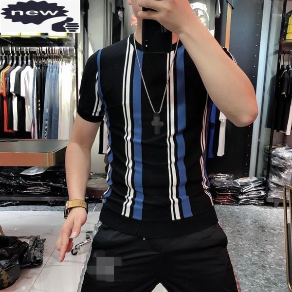 men short sleeve 2021 summer new o-neck striped fashion street slim fit pullover knitted sweater plus size 4xl1, White;black
men short sleeve 2021 summer new o-neck striped fashion street slim fit pullover knitted sweater plus size 4xl1, White;black
