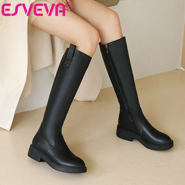 boots esveva 2021 fashion round toe elegant zipper square low heel pu leather knee high women shoes size 34-43, Black
boots esveva 2021 fashion round toe elegant zipper square low heel pu leather knee high women shoes size 34-43, Black