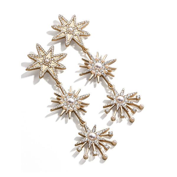 cross-border european and american jewelry inlaid pearl diamond cone star pendant earrings personality long paragraph wild fashion earrings, Silver
cross-border european and american jewelry inlaid pearl diamond cone star pendant earrings personality long paragraph wild fashion earrings, Silver