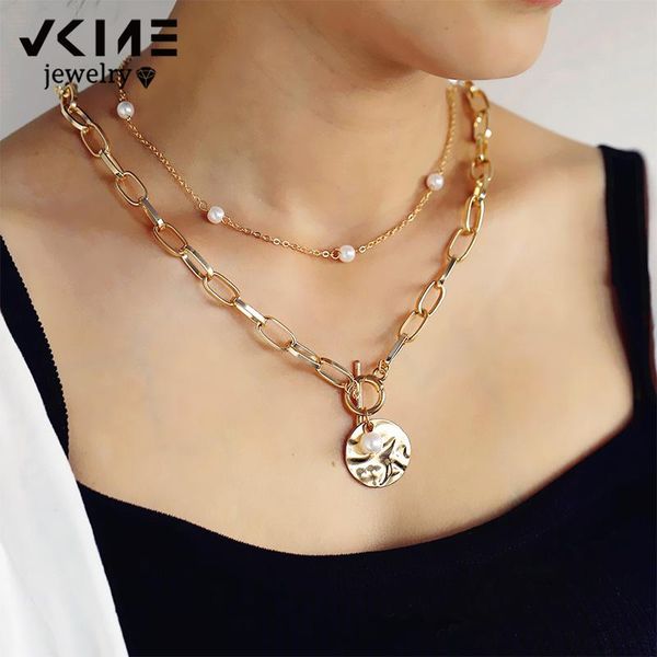 chains vkme punk coin chain necklace for women 2 pcs / set gold color pearl bead choker gothic multilayer pendant necklaces jewelry, Silver
chains vkme punk coin chain necklace for women 2 pcs / set gold color pearl bead choker gothic multilayer pendant necklaces jewelry, Silver