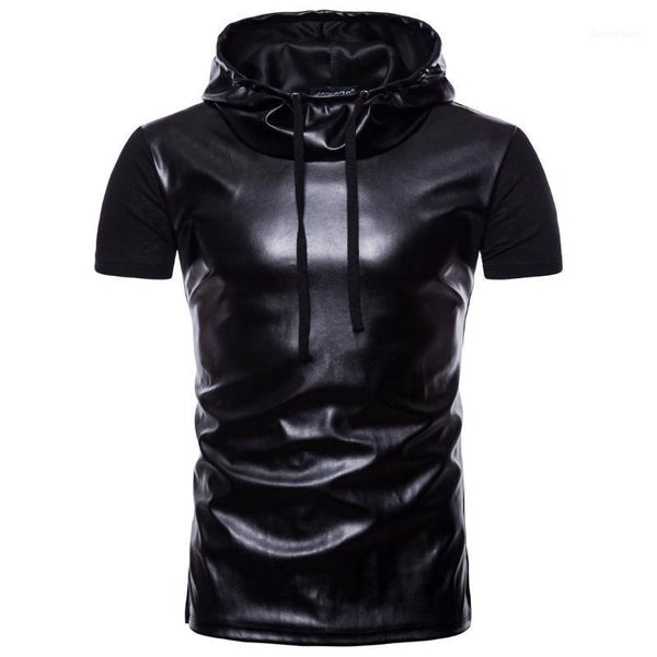 mens leather panelled hooded casual t-shirts high street short sleeve hoodies male hip hop crew neck t-shirts11, White;black
mens leather panelled hooded casual t-shirts high street short sleeve hoodies male hip hop crew neck t-shirts11, White;black