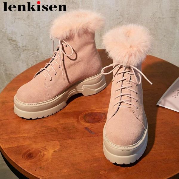 lenkisen cow suede round toe med heels platform fur decoration motorcycle snow boots dating dress lace up mid-calf boots l66, Black
lenkisen cow suede round toe med heels platform fur decoration motorcycle snow boots dating dress lace up mid-calf boots l66, Black