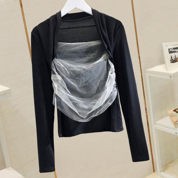 long-sleeved t-shirt women's new 2020 mesh stitching inner base shirt trend 1014, White
long-sleeved t-shirt women's new 2020 mesh stitching inner base shirt trend 1014, White