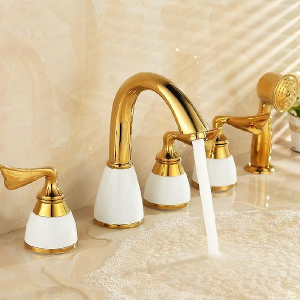 bathroom sink faucets bathtub faucet brass white ceramics gold luxury 5 hole set rainfall shower hand basin cold mixer
bathroom sink faucets bathtub faucet brass white ceramics gold luxury 5 hole set rainfall shower hand basin cold mixer