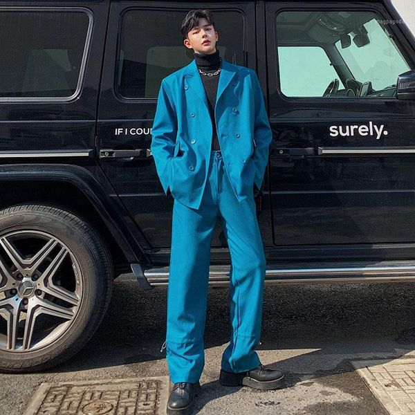 men 2 piece suits sets (jacket+pant) male streetwear vintage fashion hip hop loose casual blazer jacket suit coat stage costumes1, White;black
men 2 piece suits sets (jacket+pant) male streetwear vintage fashion hip hop loose casual blazer jacket suit coat stage costumes1, White;black