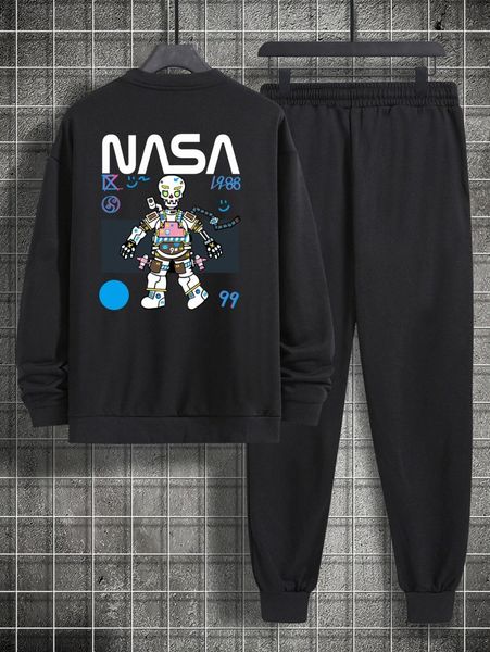 men skeleton and letter graphic drop shoulder sweatshirt & sweatpants 65ui#, Gray
men skeleton and letter graphic drop shoulder sweatshirt & sweatpants 65ui#, Gray