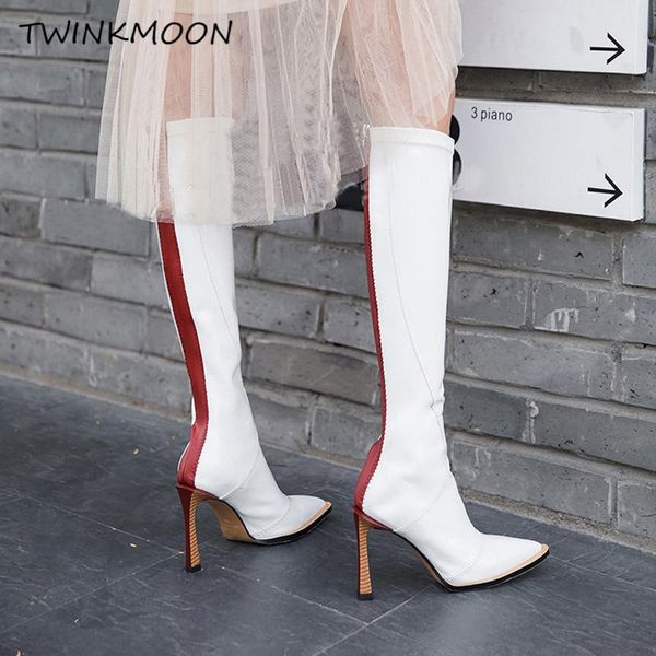 boots women's high stretch sheepskin patent leather knee point toe zip back designer color blocked boot, Black
boots women's high stretch sheepskin patent leather knee point toe zip back designer color blocked boot, Black