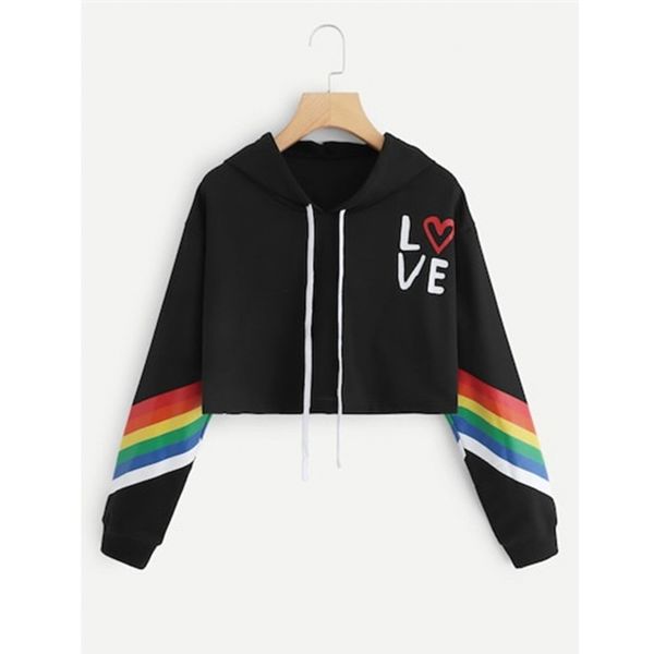 qrwr autumn sweatshirt women fashion rainbow love printing casual long sleeve hoodies loose short hooded women swatshirt 201203, Black
qrwr autumn sweatshirt women fashion rainbow love printing casual long sleeve hoodies loose short hooded women swatshirt 201203, Black