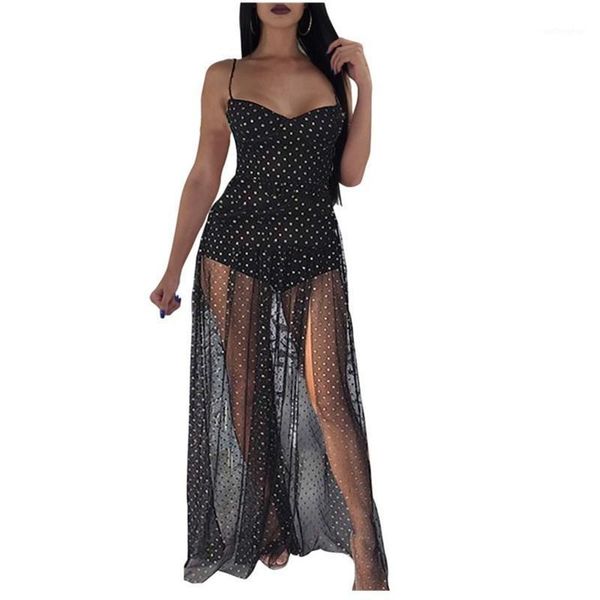 summer black dress women see through transparent mesh club dress female sleeveless maxi long dot print beach vestidos1, Black;gray 
summer black dress women see through transparent mesh club dress female sleeveless maxi long dot print beach vestidos1, Black;gray