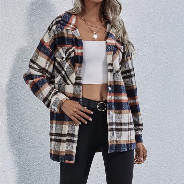 spring autumn women fashion retro plaid button down jacket casual long sleeve loose fall lapel coat with pocket daily wear tunic1, Black;brown
spring autumn women fashion retro plaid button down jacket casual long sleeve loose fall lapel coat with pocket daily wear tunic1, Black;brown