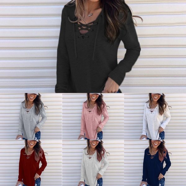 2020 autumn wearwinter and winter women's wear new solid color v-neck strap loose t-shirt women's wear meben, White
2020 autumn wearwinter and winter women's wear new solid color v-neck strap loose t-shirt women's wear meben, White