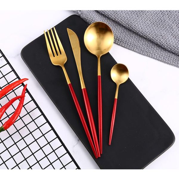 4pcs/set dinnerware set steak knife fork spoon coffee spoon stainless steel tableware red gold cutlery set set dinner bbywtp
4pcs/set dinnerware set steak knife fork spoon coffee spoon stainless steel tableware red gold cutlery set set dinner bbywtp