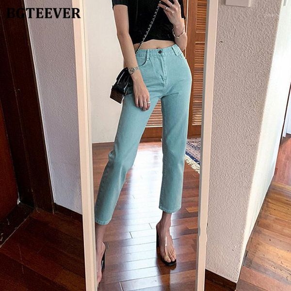 bgteever chic high waist straight leg jeans pants for women vintage mint green female denim jeans 2020 summer autumn1, Blue
bgteever chic high waist straight leg jeans pants for women vintage mint green female denim jeans 2020 summer autumn1, Blue