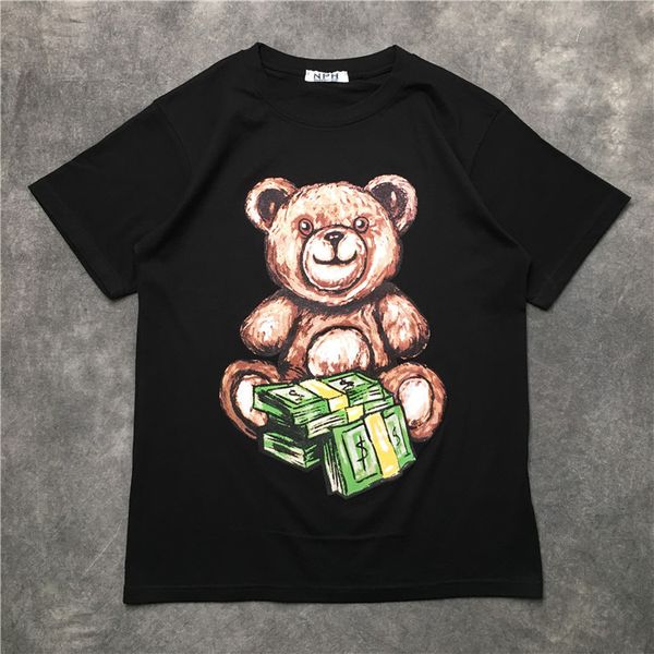 luxury 2021 men new dollars bear hip shirt skateboard cotton street t-shirts kenye s-xxl # k54 a71v, White;black