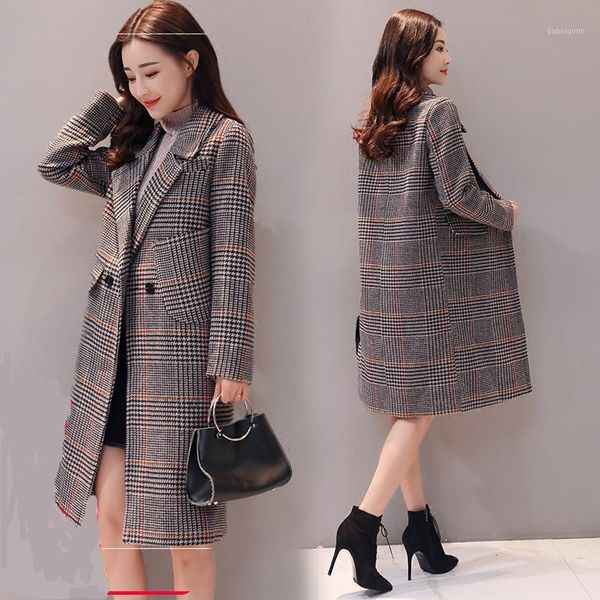 women's loose wool blends jacket 2020autumn winter new plaid loose woolen jacket long sleeve fashion elegant woolen coats female1, Black
women's loose wool blends jacket 2020autumn winter new plaid loose woolen jacket long sleeve fashion elegant woolen coats female1, Black