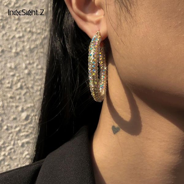 ingesight.z stylish shiny rainbow rhinestone big hoop earrings for women bling crystal basketball loop earrings jewelry brincos, Golden;silver
ingesight.z stylish shiny rainbow rhinestone big hoop earrings for women bling crystal basketball loop earrings jewelry brincos, Golden;silver