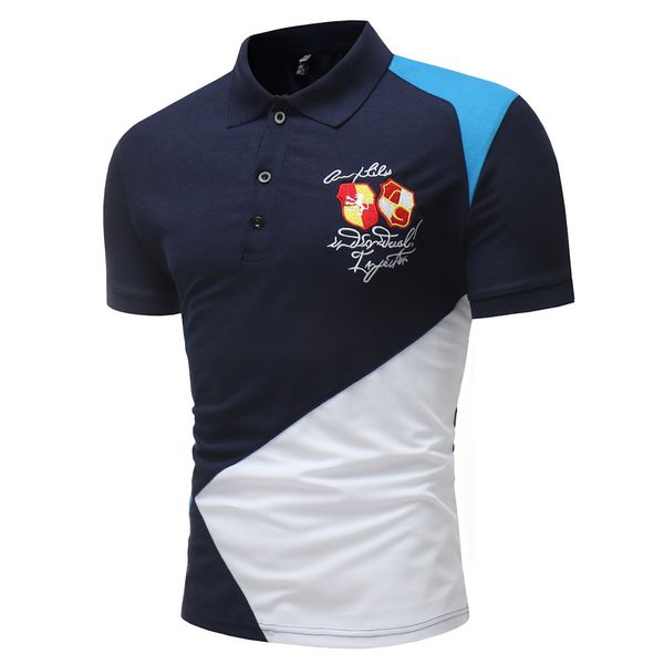 men's polo shirt new style stitching embroidery design fashion short sleeve t-shirt, White;black
men's polo shirt new style stitching embroidery design fashion short sleeve t-shirt, White;black