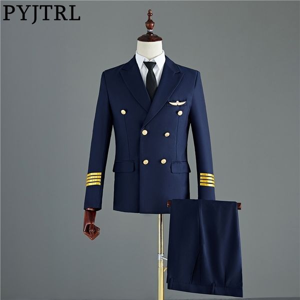pyjtrl navy blue black mens two-piece captain suits jacket and pants men groom wedding slim fit suit party costume homme tuxedo 201123, White;black
pyjtrl navy blue black mens two-piece captain suits jacket and pants men groom wedding slim fit suit party costume homme tuxedo 201123, White;black