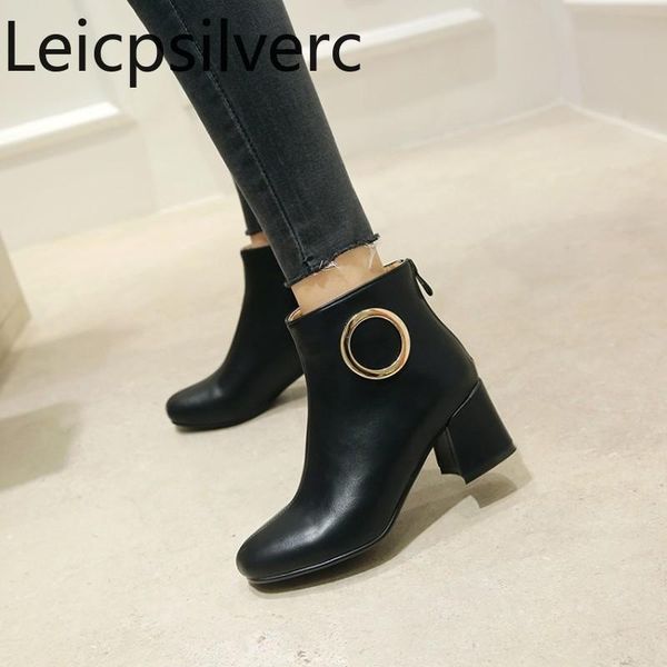 boots women's winter style square head back zipper thick heel mid short plus size 32-46 women shoes, Black
boots women's winter style square head back zipper thick heel mid short plus size 32-46 women shoes, Black