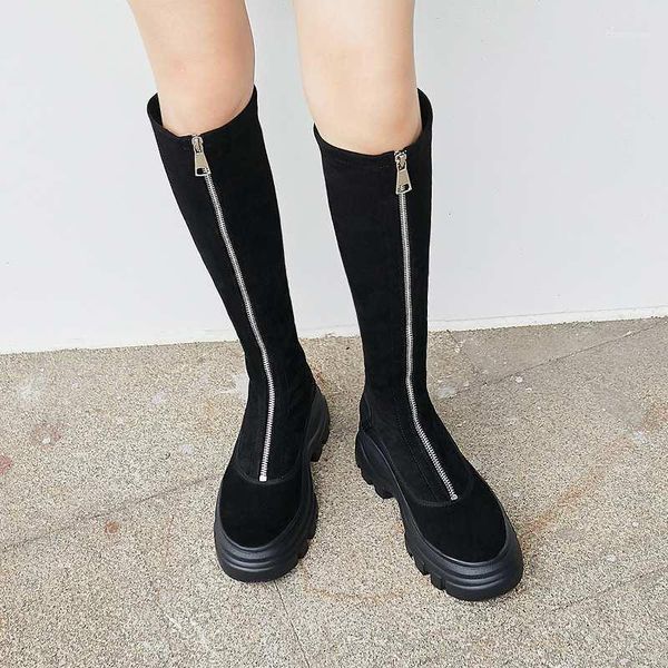 bottes femme new winter shoes women's riding boots genuine leather round toe thick bottom zip knight boots botas mujer1, Black
bottes femme new winter shoes women's riding boots genuine leather round toe thick bottom zip knight boots botas mujer1, Black