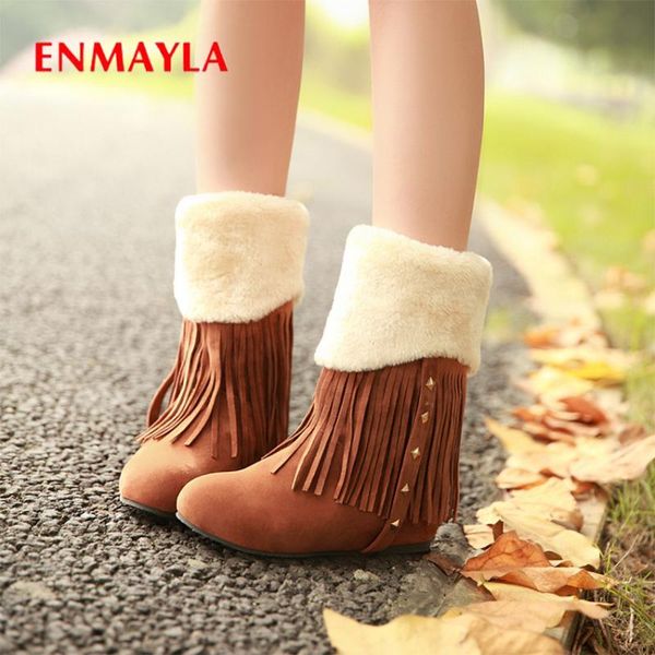 boots enmayla pu rubber flat with women slip-on flock round toe snow solid short plush fringe winter shoes mid-calf, Black
boots enmayla pu rubber flat with women slip-on flock round toe snow solid short plush fringe winter shoes mid-calf, Black