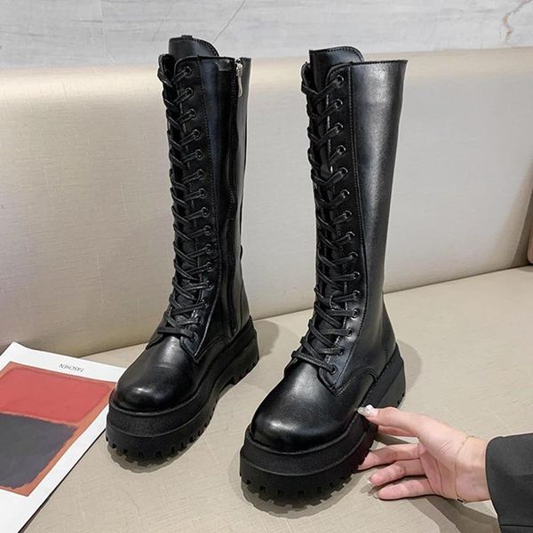 rimocy punk style pu leather knee high boots women casual cross strap chunky platform shoes woman black motorcycle boots female
rimocy punk style pu leather knee high boots women casual cross strap chunky platform shoes woman black motorcycle boots female