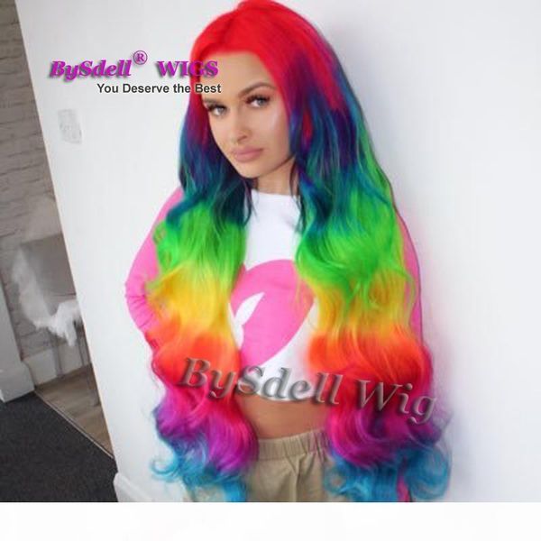 long 40inches mermaid color front lace wig synthetic rainbow color hair lace front wigs red blue ombre yellow green color loose curl wig, Black
long 40inches mermaid color front lace wig synthetic rainbow color hair lace front wigs red blue ombre yellow green color loose curl wig, Black