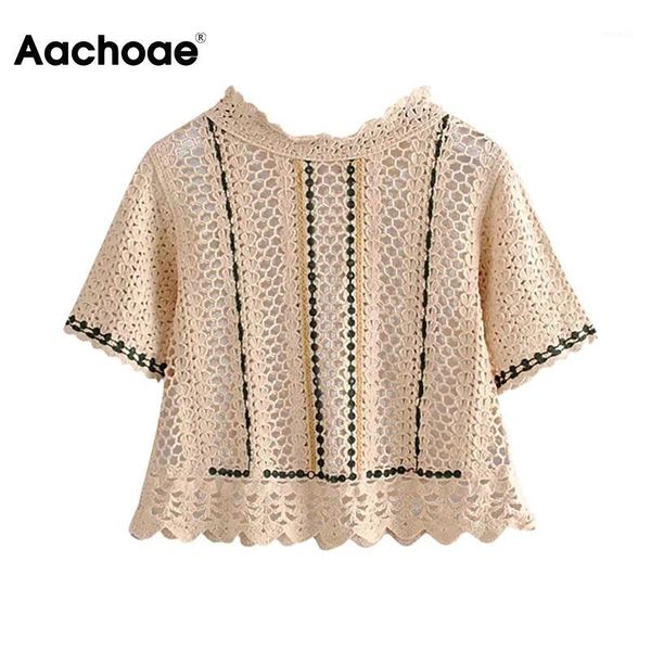 aachoae hollow out knitted blouse women casual short sleeve shirt female ruffled collar summer chic blusas mujer de moda1, White
aachoae hollow out knitted blouse women casual short sleeve shirt female ruffled collar summer chic blusas mujer de moda1, White