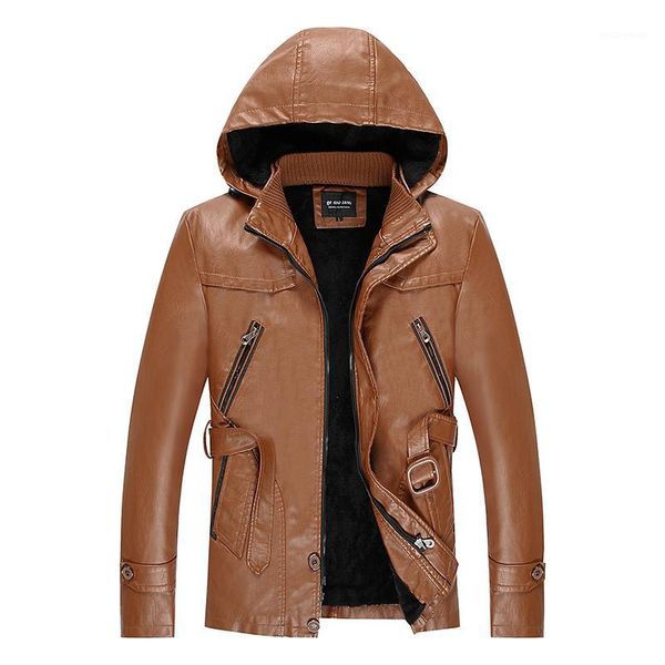 winter men's hooded leather jacket plus velvet pu motorcycle leather jacket european and american trend1, Black
winter men's hooded leather jacket plus velvet pu motorcycle leather jacket european and american trend1, Black