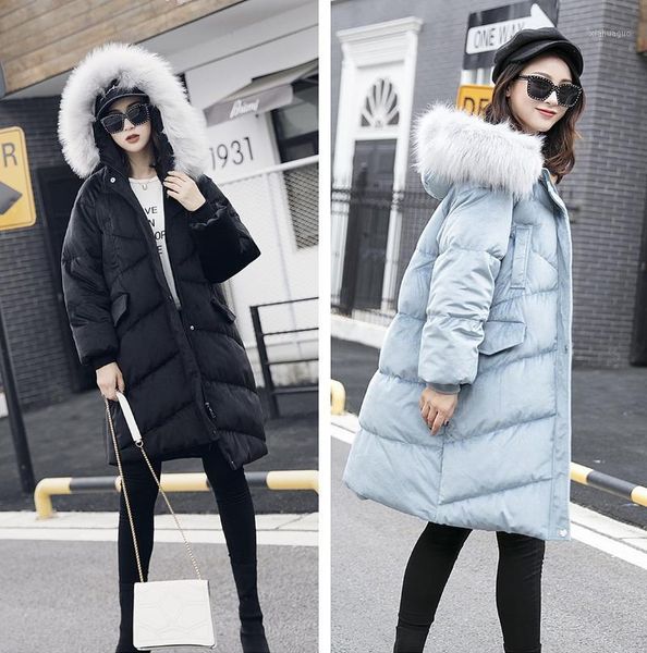 women's winter velour parkas oversize new loose and thick down cotton coats long large fur collar hooded padded jacket1, Black
women's winter velour parkas oversize new loose and thick down cotton coats long large fur collar hooded padded jacket1, Black