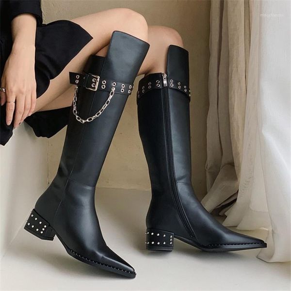 boots pxelena ins celebrity metal chain knee high riding knight women genuine leather med heels western cowboy motorcycle shoes1, Black
boots pxelena ins celebrity metal chain knee high riding knight women genuine leather med heels western cowboy motorcycle shoes1, Black