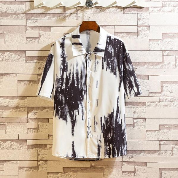 men's dress shirts men shirt tide summer casual fashion streetwear printing loose short sleeve lapel male shirts, White;black
men's dress shirts men shirt tide summer casual fashion streetwear printing loose short sleeve lapel male shirts, White;black