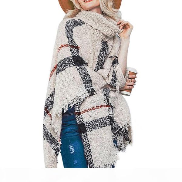 2018 sweater female medium long tall collar fringe cloak shawl loose large size knitwear turtleneck, White;black
2018 sweater female medium long tall collar fringe cloak shawl loose large size knitwear turtleneck, White;black