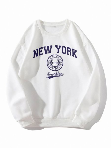 letter graphic thermal lined sweatshirt z4qv#, White;black 
letter graphic thermal lined sweatshirt z4qv#, White;black