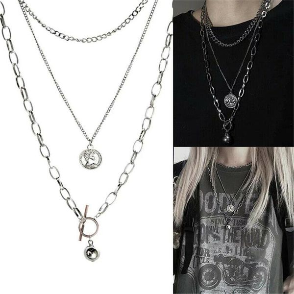 2020 new trendy metal ball coin pendant multi-layer punk casual design long chain necklace for women men jewelry gifts, Silver
2020 new trendy metal ball coin pendant multi-layer punk casual design long chain necklace for women men jewelry gifts, Silver