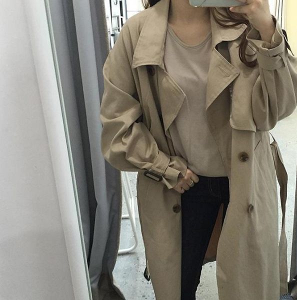 s-xl100% cotton autumn new women trench coat long windbreaker female fashion trend double-breasted loose long trench oversize1, Tan;black
s-xl100% cotton autumn new women trench coat long windbreaker female fashion trend double-breasted loose long trench oversize1, Tan;black