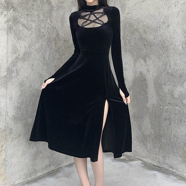 vintage long sleeve gothic evening party dress 2020 autumn women dress hollow mesh elegant long dresses vestidos robe femme1, Black;gray
vintage long sleeve gothic evening party dress 2020 autumn women dress hollow mesh elegant long dresses vestidos robe femme1, Black;gray