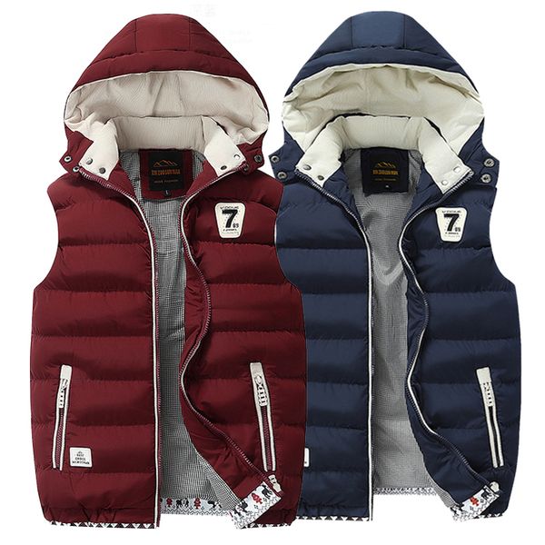 men's winter sleeveless jacket casual waistcoat men windbreak hooded outerwear warm hat detachable down vest men plus size lj201013, Black;brown
men's winter sleeveless jacket casual waistcoat men windbreak hooded outerwear warm hat detachable down vest men plus size lj201013, Black;brown