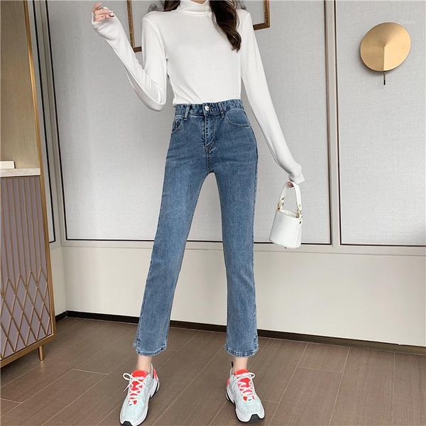 ead 2020 spring new high-waist stretch jeans female korean temperament slim was thin and loose nine points straight pants1, Blue
ead 2020 spring new high-waist stretch jeans female korean temperament slim was thin and loose nine points straight pants1, Blue