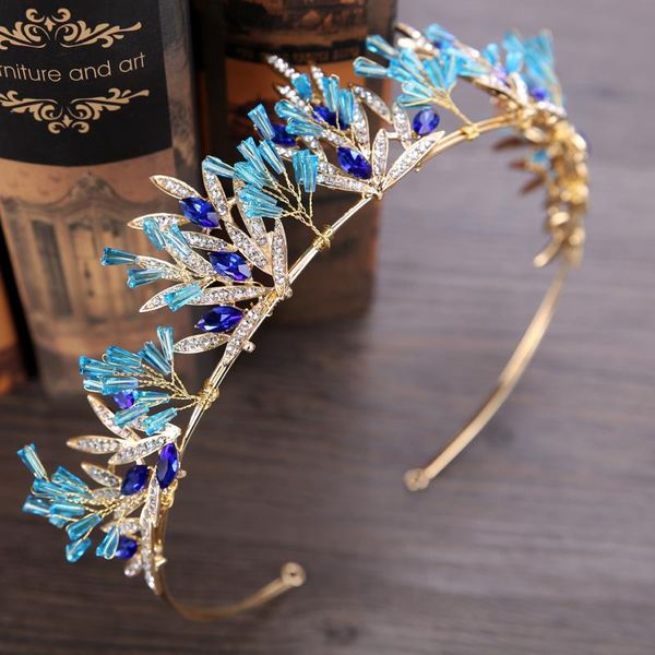 trendy blue rhinestone wedding crown bridal hair accessories handmade gold color leaf tiara crown headpiece bride hair jewelry, Golden;silver
trendy blue rhinestone wedding crown bridal hair accessories handmade gold color leaf tiara crown headpiece bride hair jewelry, Golden;silver