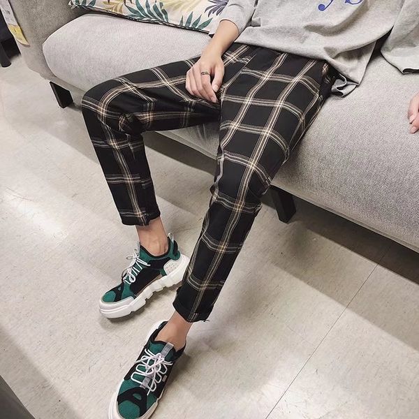 spring check nine point casual literature and art versatile small legged chinos trouserssweat men's trousers pants korean fashion men&#, Blue
spring check nine point casual literature and art versatile small legged chinos trouserssweat men's trousers pants korean fashion men&#, Blue