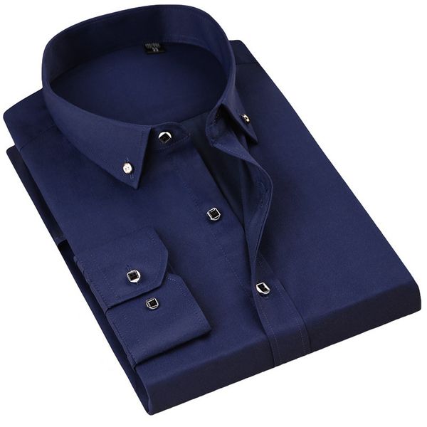 quality men casual long sleeved solid shirt slim fit male social business button down dress shirts clothing soft comfortable y200408, White;black
quality men casual long sleeved solid shirt slim fit male social business button down dress shirts clothing soft comfortable y200408, White;black
