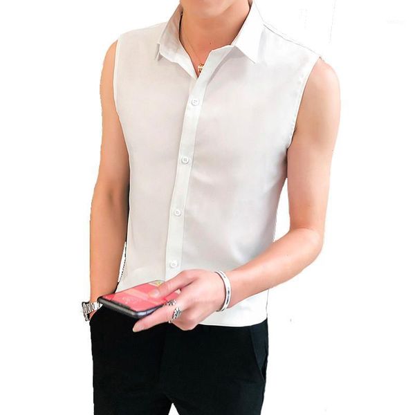slim mens sleeveless shirt white black shirts summer new shirt men fashion casual camisa masculina 3xl1 
slim mens sleeveless shirt white black shirts summer new shirt men fashion casual camisa masculina 3xl1