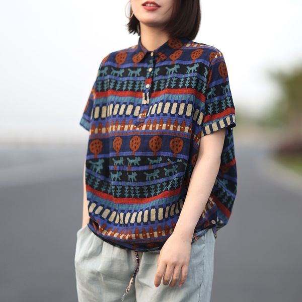 johnature women vintage shirts print floral blouses summer new turn-down collar casual women short sleeve shirts y200622, White
johnature women vintage shirts print floral blouses summer new turn-down collar casual women short sleeve shirts y200622, White